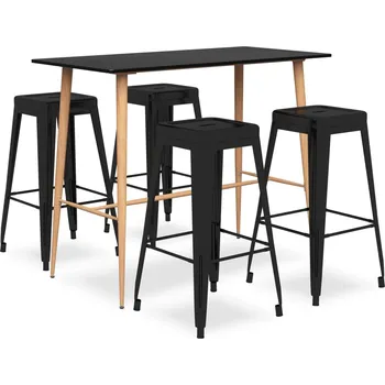 Jídelní set 5dílný barový set černý - 8720286173008