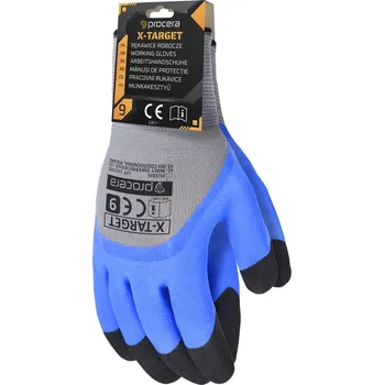 Pracovní oblečení Procera OCHRANNÉ RUKAVICE S LATEXOVÝM POVLAKEM X-TARGET Barva: Modro -černá, Velikost: 9