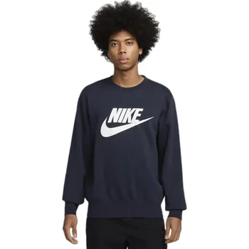 Pánská mikina Pánská zateplená mikina NIKE-M NK CLUB BB GFX CREW OBSIDIAN/WHITE Modrá L