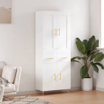 Příborník do zásuvky Skříň highboard bílá 69,5 x 34 x 180 cm kompozitní dřevo - 8720845492878