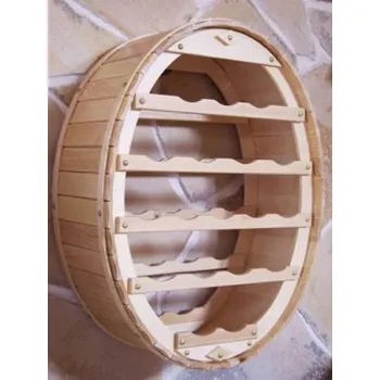 Stojan na víno Dandi Přírodní Dřevěný nástěnný sud na víno na 18 lahví "Dandi"