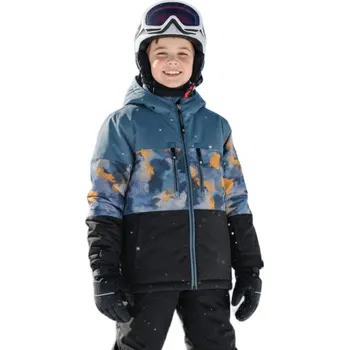 Chlapecká lyžařská bunda COLOR KIDS-Ski Jacket - Colorblock -7842-Stormy Weather Šedá 134