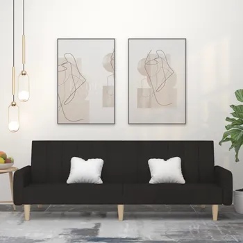 Pohovka 2místná rozkládací pohovka černá textil - 8721012380073