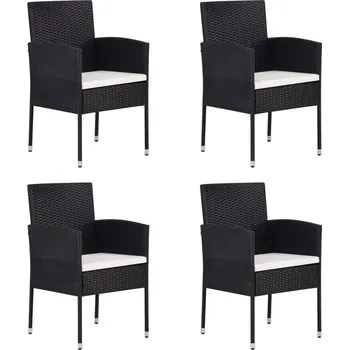 Zahradní židle s krémově bílými poduškami 4 ks černé polyratan - 8720286918043