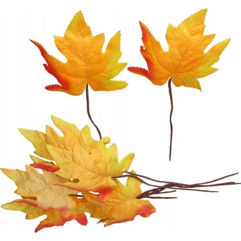 umělá květina Javorové listí NA DRÁTKU Umělé podzimní větvičky NA ARANŽOVÁNÍ Sada 9 ks