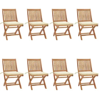 Skládací zahradní židle s poduškami 8 ks masivní teak - 8720286440735