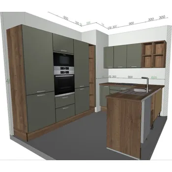 Kuchyňská linka Kuchyně TEA zelená rohová Decodom + spotřebiče