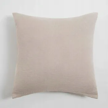 Polštář BÉŽOVÝ MUŠELÍNOVÝ POVLEK NA POLŠTÁŘ 40x40cm PREMIUM JEMNÝ PŘÍRODNÍ DEKORAČNÍ