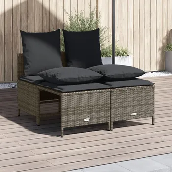 Zahradní sestava 4dílná zahradní sedací souprava s poduškami šedá polyratan - 8721012452220