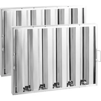 Filtr do komerční digestoře , filtry do digestoře 24,5Š x 19,5V palců, nerezový přepážkový filtr do restaurační digestoře pro komerční kuchyňské digestoře odolné proti mastnotě, 5 drážek, balení po 2 kusech