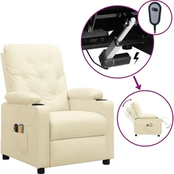 Křeslo zahrada-XL Elektrické masážní křeslo krémové umělá kůže 3098873