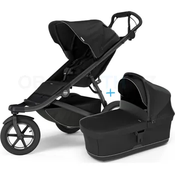 Kočárek Thule Urban Glide 3 Black s magnetickou sponou + korbička Black