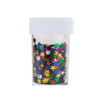 Textilie Třpytky, barevný mix, Hvězdičky, dóza, 20g