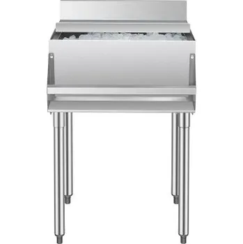 Nádoba na led Komerční nádoba na led , nádoba na led pod bar o objemu 61,6 l, nerezová chladicí nádoba o rozměrech 24 x 24,2 x 37 palců s posuvným víkem, držáky na lahve a nastavitelnými kulatými nožičkami, koktejlová jednotka pro bar, restauraci a hospodu