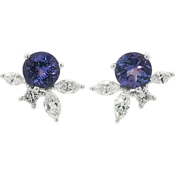 Náušnice Náušnice z bílého zlata s tanzanity a diamanty