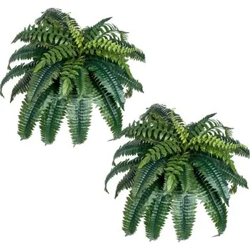 umělá květina VEVOR Umělé kapradiny 2 ks, přírodní roztažený průměr 35-39 palců, velké závěsné umělé bostonské kapradiny, nástěnná dekorace z umělých rostlin s 35 větvemi, umělá kapradina pro domácnost i kancelář (květináč není součástí balení)