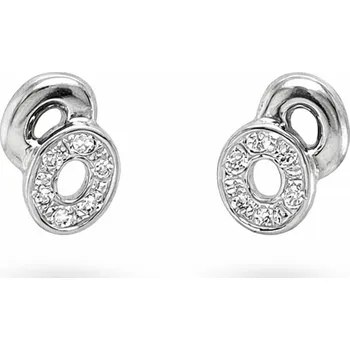 Náušnice Zlaté náušnice pecky s oválným motivem a zirkony