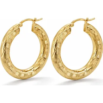 Náušnice Kruhové náušnice ze žlutého zlata s rytým vzorem