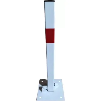 Plotový sloupek Bílý ocelový sklopný parkovací sloupek - 5 x 60 cm, 81011113