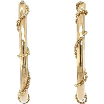 Náušnice Zlaté kruhové náušnice s dekorem krouceného drátu