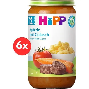 HiPP BIO Špecle a guláš (zelenina (54 %) a hovězí maso) 6× 250 g