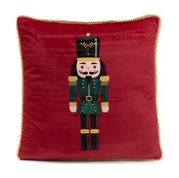 Vánoční OBOUSTRANNÝ polštář s výplní | NUTCRUCKER | sametový s louskáčkem | 45x45 cm | XM22 827841 Homla
