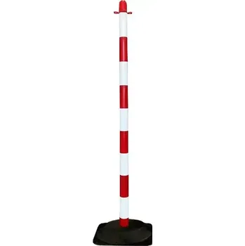 Plotový sloupek Bílo-červený plastový vymezovací sloupek SCV - 110 cm