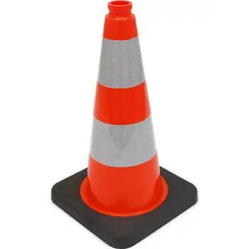 Dopravní zařízení Plastový (PVC) reflexní dopravní kužel s gumovým podstavcem - šířka 28 cm, výška 50 cm