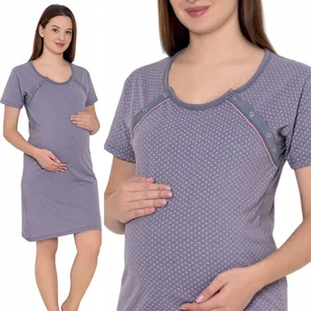 Dámské noční prádlo NOČNÍ těhotenská noční košilka bez zipů NA KOJENÍ a porod, vyrobená z bavlny, velikost L