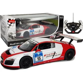RC model auta AUTO NA DÁLKOVÉ OVLÁDÁNÍ R/C AUDI R8 LMS 1:14 BÍLO-ČERVENÉ NA OVLADAČ