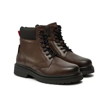 Pánské tenisky Turistická obuv Tommy Jeans Tjm Lace Up Boot EM0EM01446 Hnědá 40