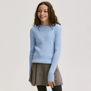 Dívčí svetr Reserved - Žebrovaný pletený svetr - bleděmodrá - 805IE-05X - 805IE-05X-146