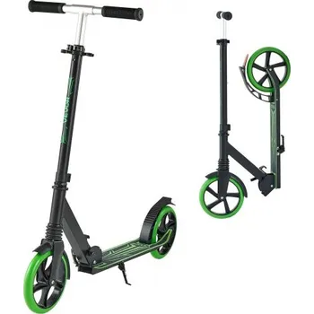 Koloběžka Koloběžka pro děti od 8 let, teenagery a dospělé, dvoukolová batolecí koloběžka s nastavitelnou výškou řídítek, široká protiskluzová deska, skládací a lehká pro chlapce a dívky do 99,8 kg, černá + zelená