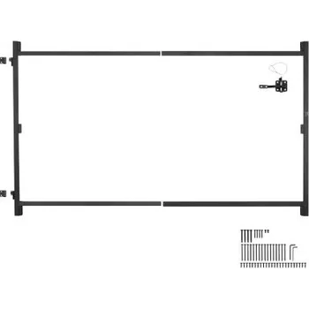 Plot Stavebnice brány , vhodná pro otvory o šířce 152 až 244 cm, pro plot o výšce od 1,8 do 2,1 m, nastavitelná stavebnice brány, celorámová brána s ochranou proti prohýbání a západkou, šroub, pro dřevěný plot, železná, černá