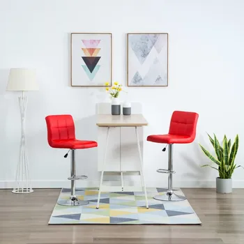 Barová židle Barové stoličky 2 ks červené umělá kůže - 8720286080955