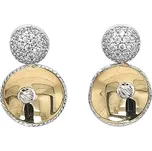 Zlaté náušnice se zirkony v dvoubarevném designu 7121347