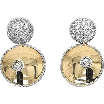 Náušnice Zlaté náušnice se zirkony v dvoubarevném designu