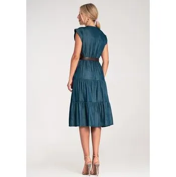 Dámské šaty FIGL Džínové šaty M1225 Modrá A-Line Fit S_M