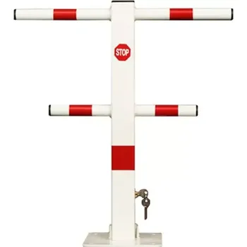 Plotový sloupek Bílo-červený ocelový skládací parkovací sloupek - 55 x 60 cm