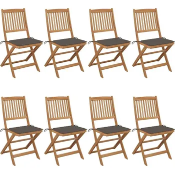 Skládací zahradní židle s poduškami 8 ks masivní akácie - 8720286460115