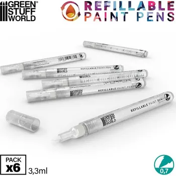 Green Stuff World Refillable paint pen 0.7 (pack x6) - sada znovuplnitelných markerů (Green Stuff World)