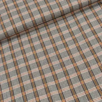 Flanel tkaný oboustranný šedé/červené/žluté káro 1,5/1 m