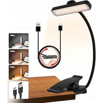 Lampička LED LAMPičKA NA ČTENÍ KNIH NOČNÍ STOLNÍ BEZDRÁTOVÁ USB S KLIPEM