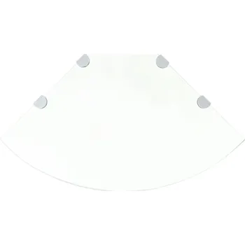 police Rohová police s chromovými podpěrami sklo čiré 45x45 cm - 8718475527336