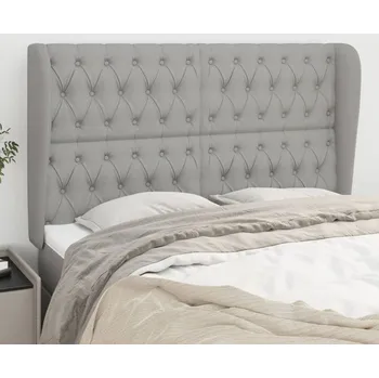 Čelo postele typu ušák světle šedé 147x23x118/128 cm textil - 8720287261544