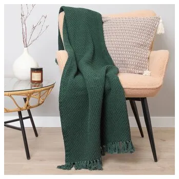 Pled MORRIS z frędzlami zielony 130x170 cm