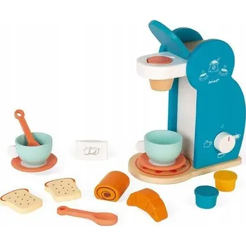 Dřevěná hračka JANOD Dřevěný Kávovar s Příslušenstvím J06599