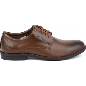 Pánské polobotky Pánské kožené společenské boty elegantní šněrovací 281LU hnědé velikost 44