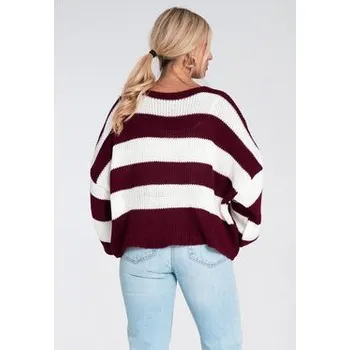 Dámský svetr FIGL Svetr M1244 Bordó Regular Fit XL