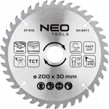 Pilový kotouč Pilový kotouč s vidiovými zuby, 200 x 30 mm, 40 zubů, na dřevo NEO TOOLS